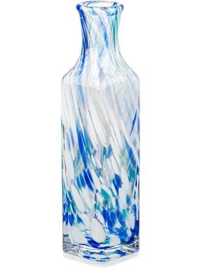 10-Inch Blue & White Swirl Art Glass Vase for Home, Office, Wedding Decor
